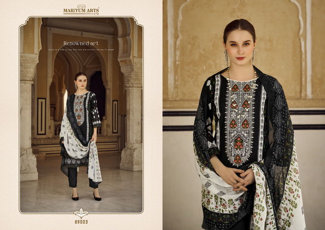 Mariyum Black And White Cambric Cotton Dress Material Wholesale Price In Surat
